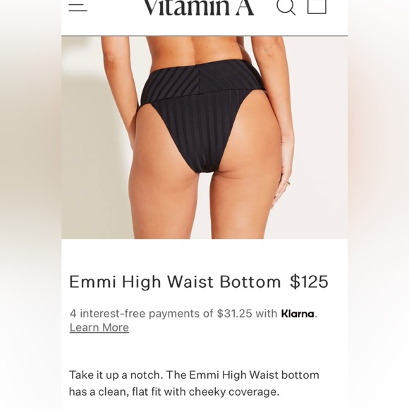 NWT Vitamin A blue high waisted EMMI swim bikini bottom size 10/ L limited ed. - Picture 11 of 12